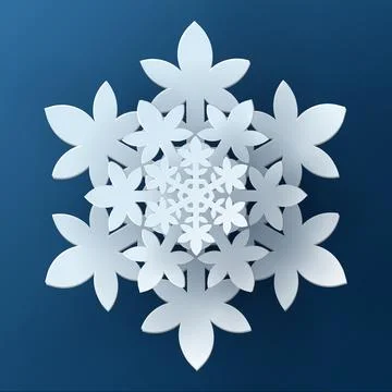Vector white christmas paper cut 3d snowflake Stock Illustration