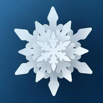 Vector white christmas paper cut 3d snowflake Stock Illustration