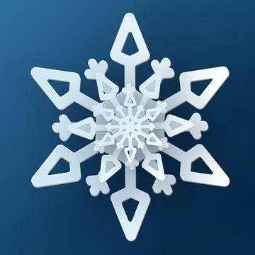 Vector white christmas paper cut 3d snowflake Stock Illustration