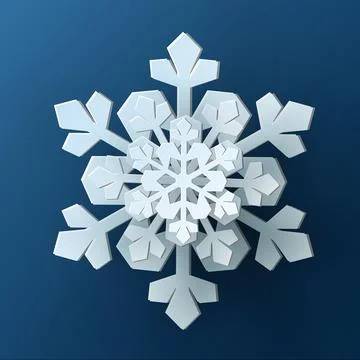 Vector white christmas paper cut 3d snowflake Stock Illustration