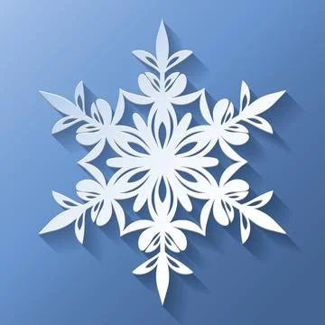 Vector white christmas paper cut 3d snowflake Stockillustratie