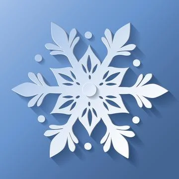 Vector white christmas paper cut 3d snowflake Иллюстрация