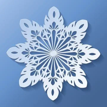 Vector white christmas paper cut 3d snowflake Stock Illustration