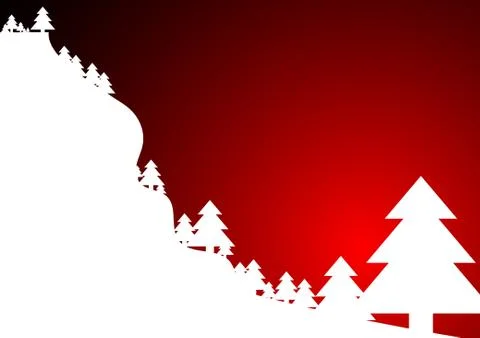 Vector : White christmas trees on red background Stock Illustration