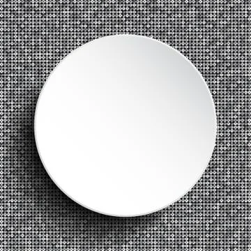 Vector white circle on silver sequins background . Illustrazione stock
