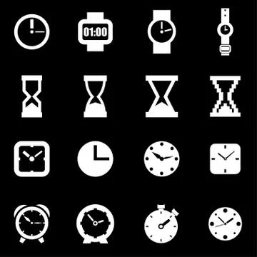 Vector white clock icon set Stock Illustration