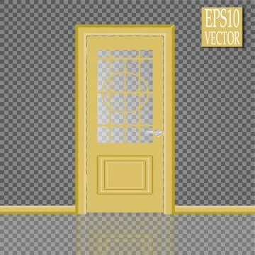 Vector White Closed Door with Frame Isolated on Background Stock-Illustration