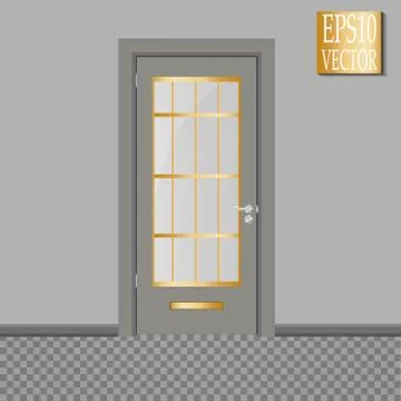 Vector White Closed Door with Frame Isolated on Background Stock Illustration