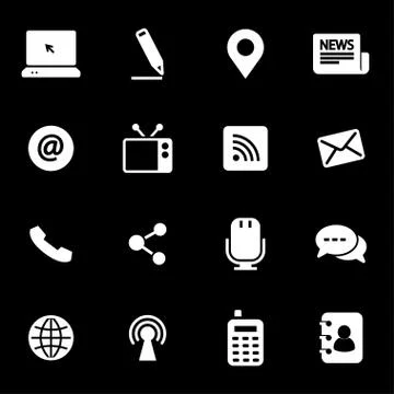 Vector white communication icons set Stock Illustration
