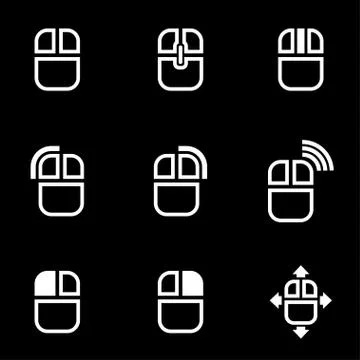 Vector white computer mouse icon set Stock Illustration
