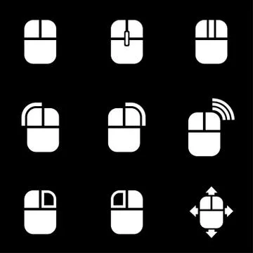 Vector white computer mouse icon set Stock Illustration