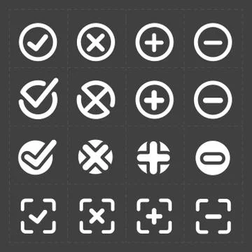 Vector white confirm icons set Stock Illustration