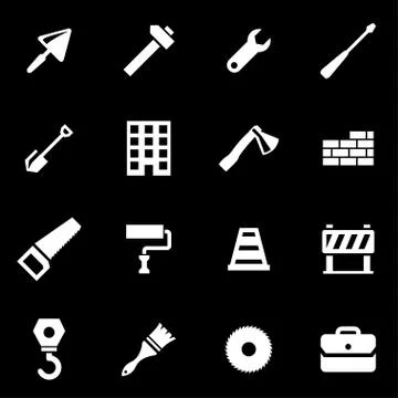 Vector white construction icon set Stock Illustration