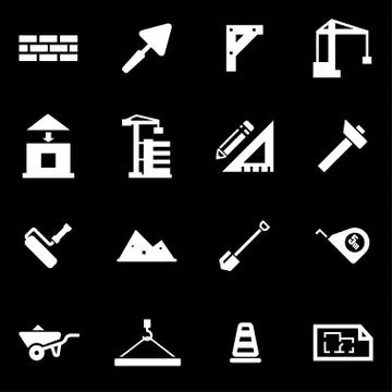 Vector white construction icon set Stock Illustration