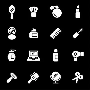 Vector white cosmetics icons set Stock Illustration