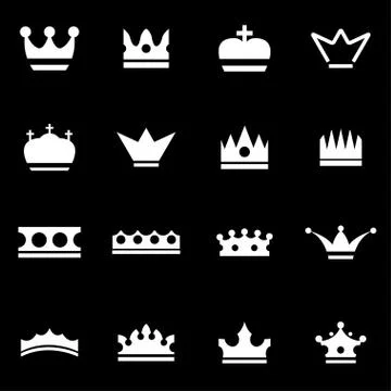 Vector white crown icon set Illustrazione stock