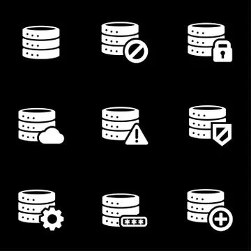 Vector white database icon set Stock Illustration