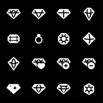 Vector white diamond icons set Illustrazione stock