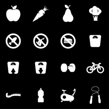 Vector white diet icon set Stock Illustration