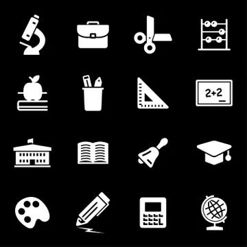 Vector white education icons set Stock Illustration