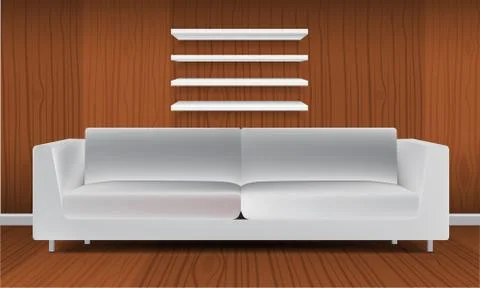 Vector White Empty Shelf Shelves Isolated on Wall Background Stock Illustration