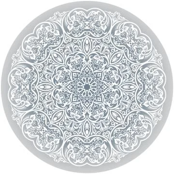 Vector white ethnic round ornamental illustration. Stock Illustration
