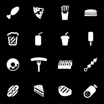 Vector white fastfood icon set Illustrazione stock