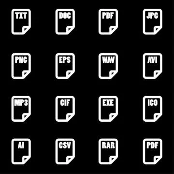 Vector white file type icon set Stock Illustration