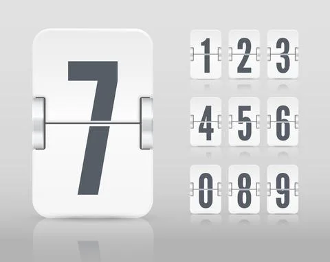Vector white flip scoreboard template with numbers and reflections for white Stock Illustration