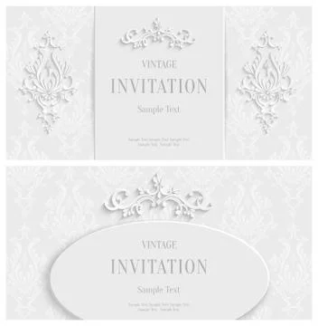 Vector White Floral 3d Background. Template for Christmas and Invitation Card Stock Illustration