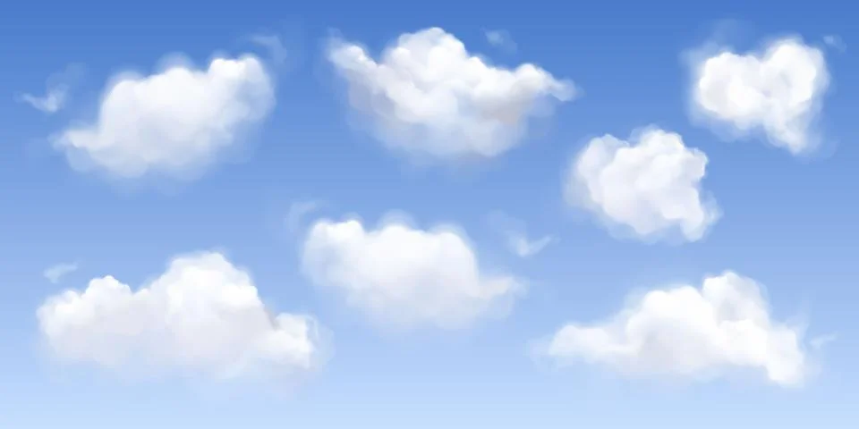Vector white fluffy texture cloud sky background イラスト素材