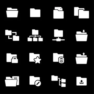 Vector white folder icons set Stock Illustration