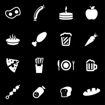 Vector white food icon set Stock Illustration