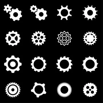 Vector white gear icon set Stock Illustration