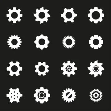 Vector white gear icons set Stock Illustration