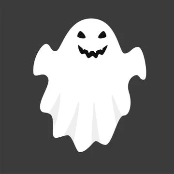 Vector white ghost isolated on black background Stock Illustration