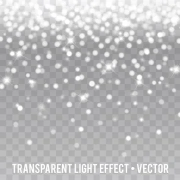 Vector White Glitter Effect transparent Background. Star Dust Sparks. Stock Illustration