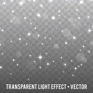 Vector white Glitter particles  Effect on transparent Background. Illustrazione stock