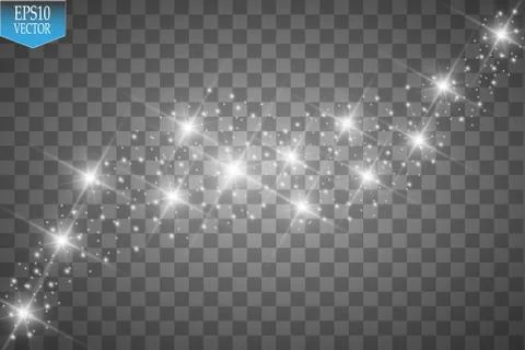 Vector white glitter wave illustration. White star dust trail sparkling Stock Illustration