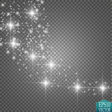 Vector white glitter wave illustration. White star dust trail sparkling Stock Illustration