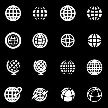 Vector white globe icon set Illustrazione stock