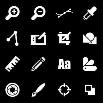 Vector white graphic design icon set Stock Illustration