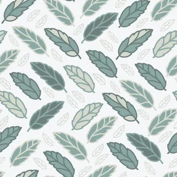 Vector white green leafs texture background seamless pattern print Stock Illustration