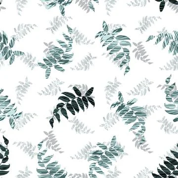 Vector white green mint leaves with zig zag texture print seamless pattern. S Stock Illustration