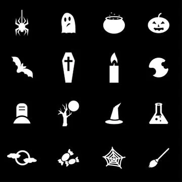 Vector white halloween icon set Stock Illustration