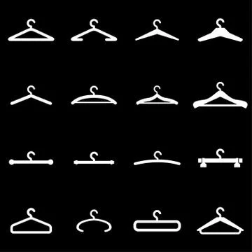 Vector white hanger icon set Stock Illustration