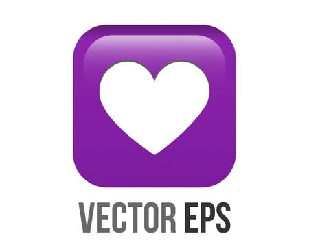 Vector white heart icon gradient purple round corner button Stock Illustration