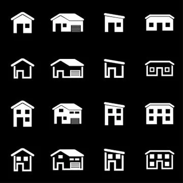 Vector white house icon set Illustrazione stock