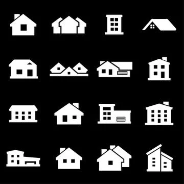 Vector white house icons set Stock Illustration
