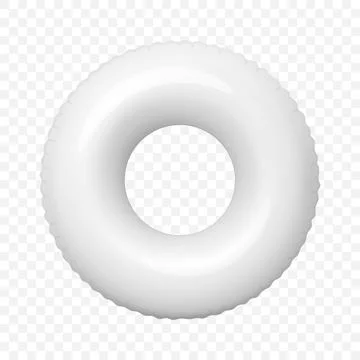 Vector White Inflatable Swim Ring Isolated. Blank White Pool Float. Inflatable Stock Illustration